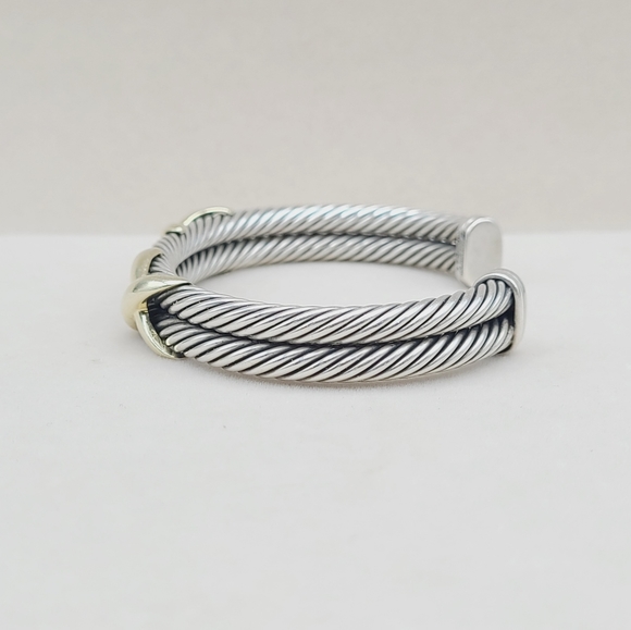 David Yurman 10mm Double Cable Double Gold X Bracelet - Picture 5 of 13